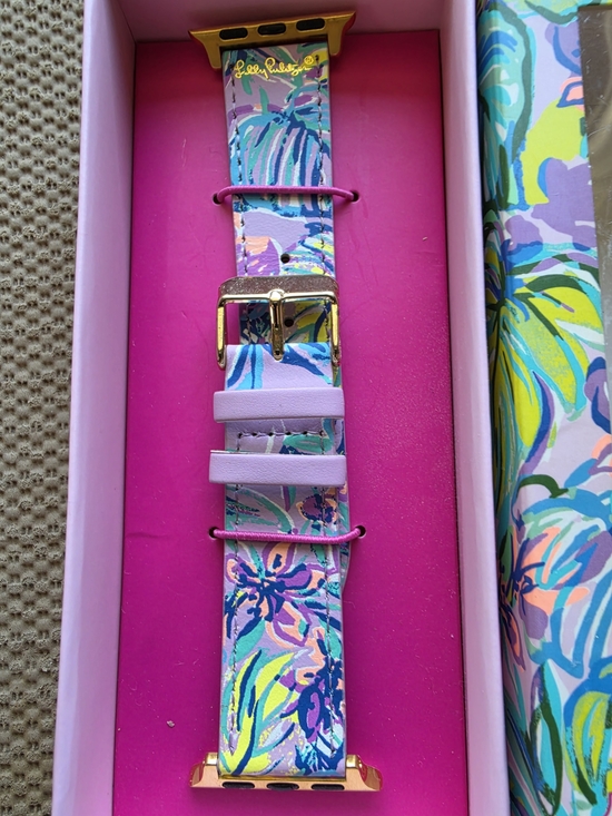 Lilly Pulitzer Accessories - Lilly Pulitzer Lavender Floral Multicolor Apple Watch Band with Gold Hardware